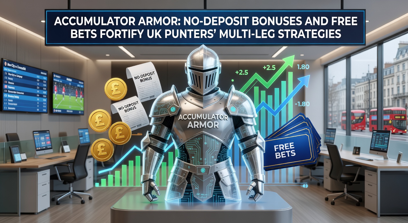 Digital dashboard showing fortified accumulator with no-deposit credits and free bet allocations during a live UK sports event