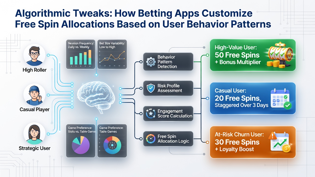 Close-up of algorithm flowchart illustrating free spin customization based on player metrics
