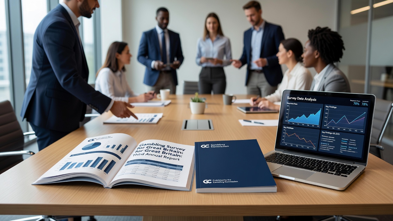 Regulatory compliance team reviewing gambling software dashboards
