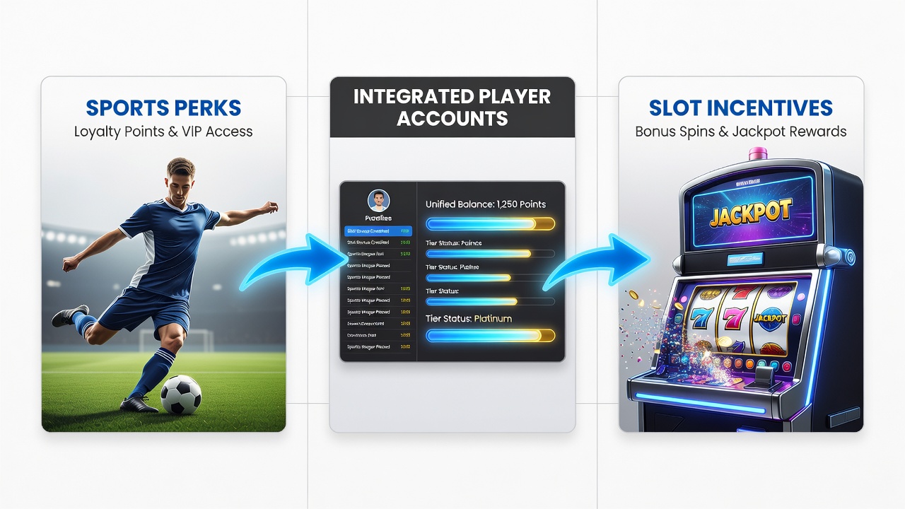 Diagram showing perk transfer between sports and casino sections