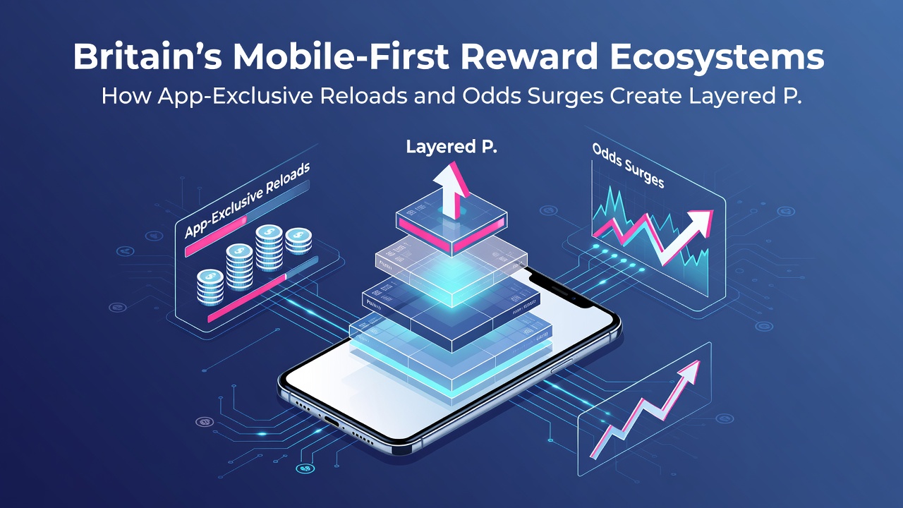 Illustration of interconnected reward layers including reload credits, odds multipliers, and mobile user progression paths