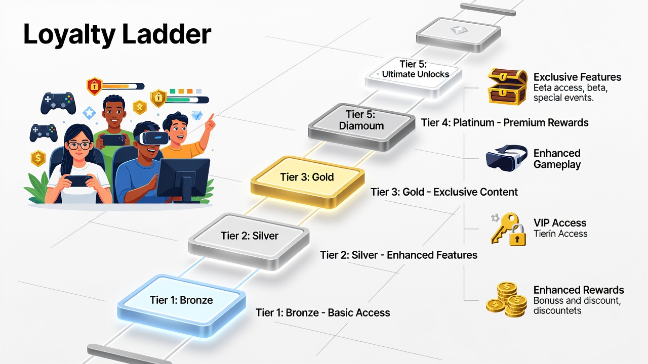 Player dashboard screenshot displaying unlocked exclusive features and enhanced return rates at higher loyalty tiers