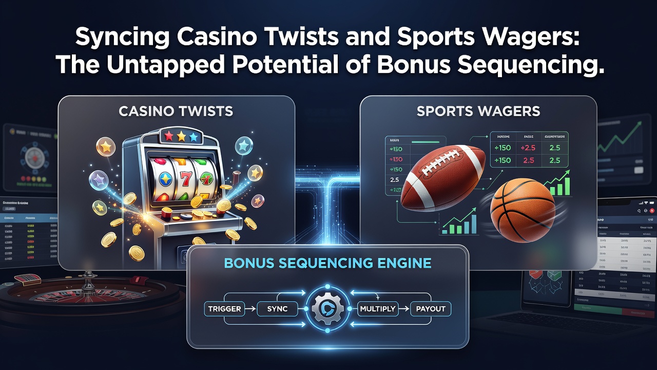 Diagram depicting sequential flow from sports wager completion to casino bonus activation and back to sports incentives