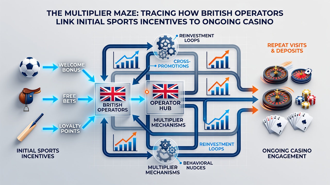 Diagram of multiplier progression from sports incentives to repeated casino spins